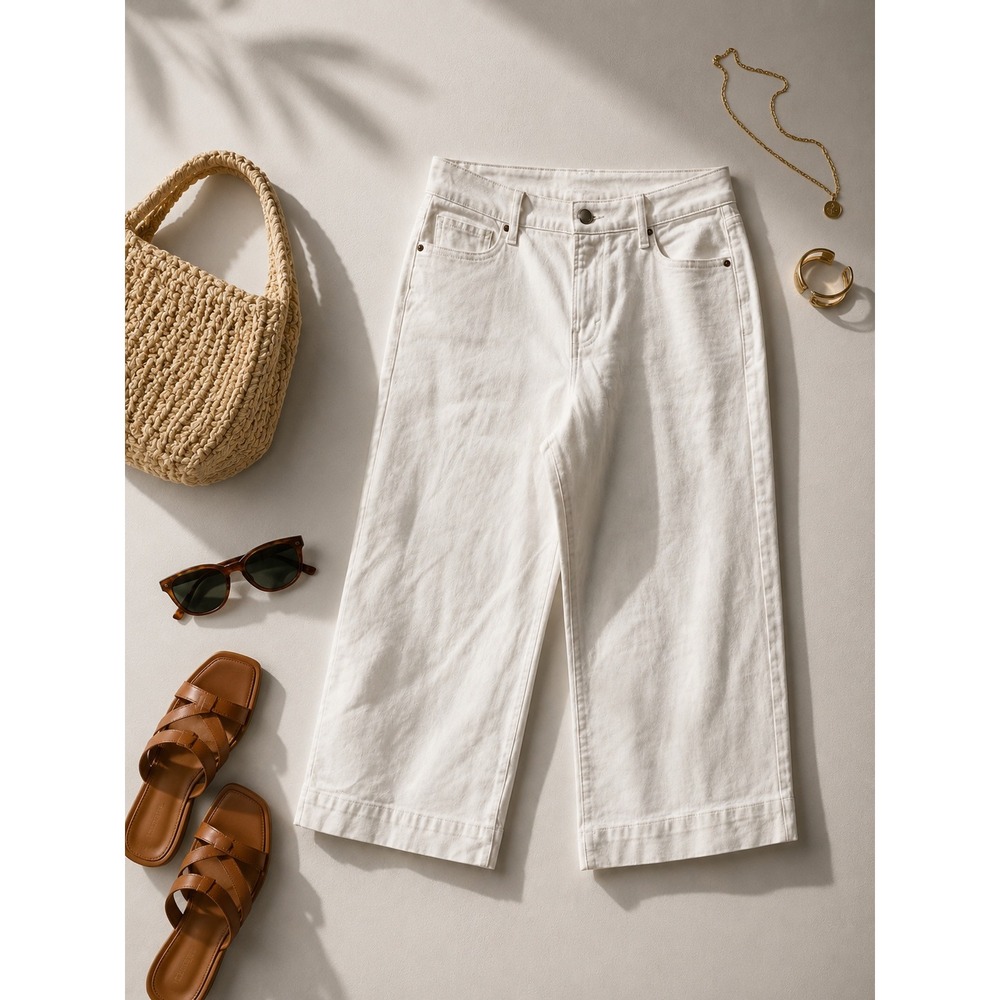 ANA A New Approach White High Rise Wide Leg Crop Jeans Size 12 NEW